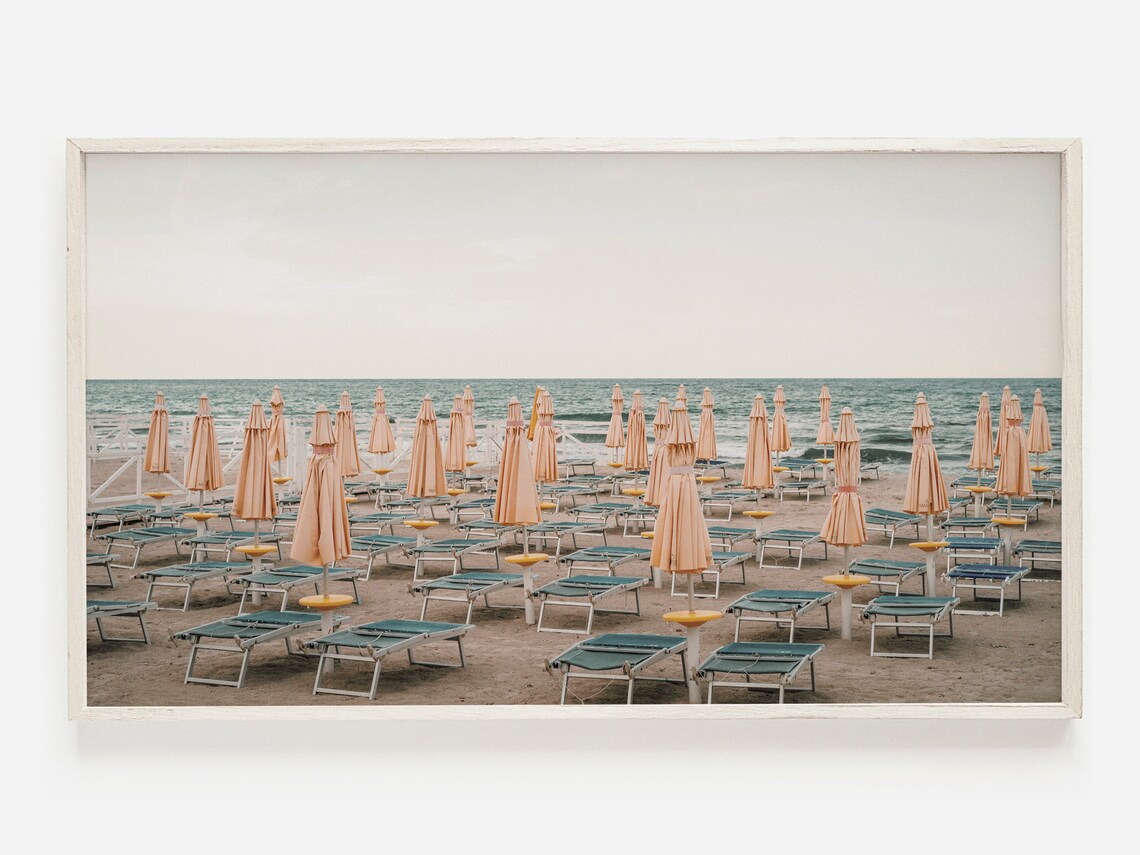Italian Coast Beach Umbrella Boho Travel Poster