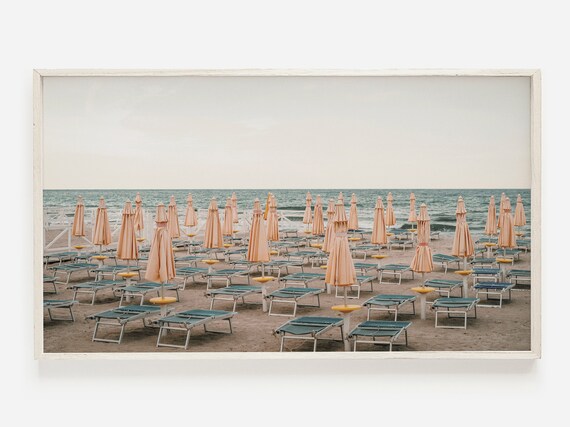 Italian Coast Beach Umbrella Boho Travel Poster