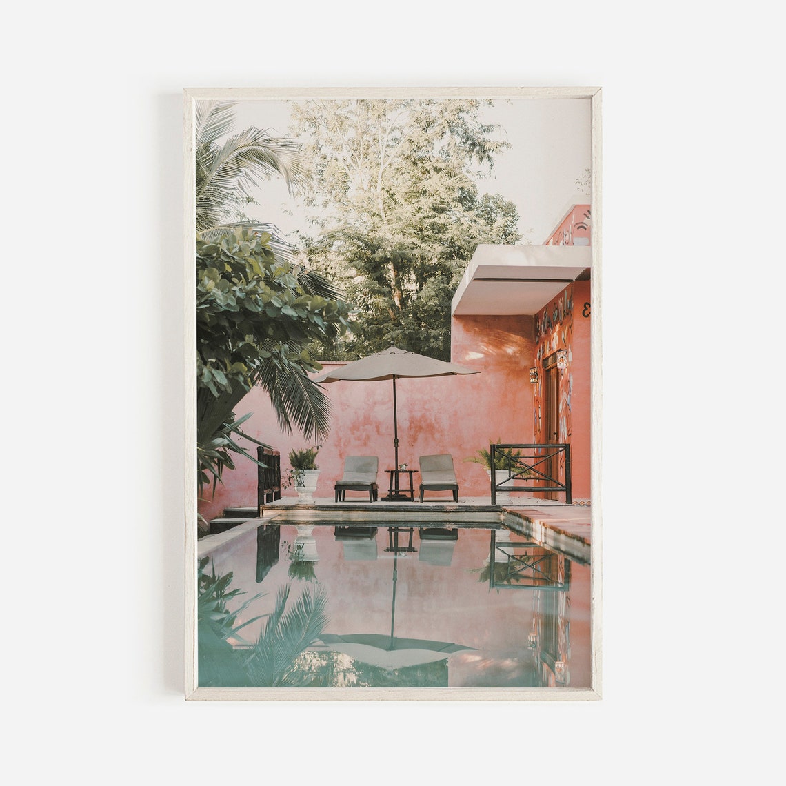 Tulum Jungle Resort Poolside Palm Reflections Tropical Calm Poster