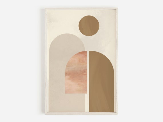 Abstract Art Neutral Bedroom Wall Art Contemporary Wall Art Room Wall Decor Boho Shapes Wall Art Beige Pink Olive Print