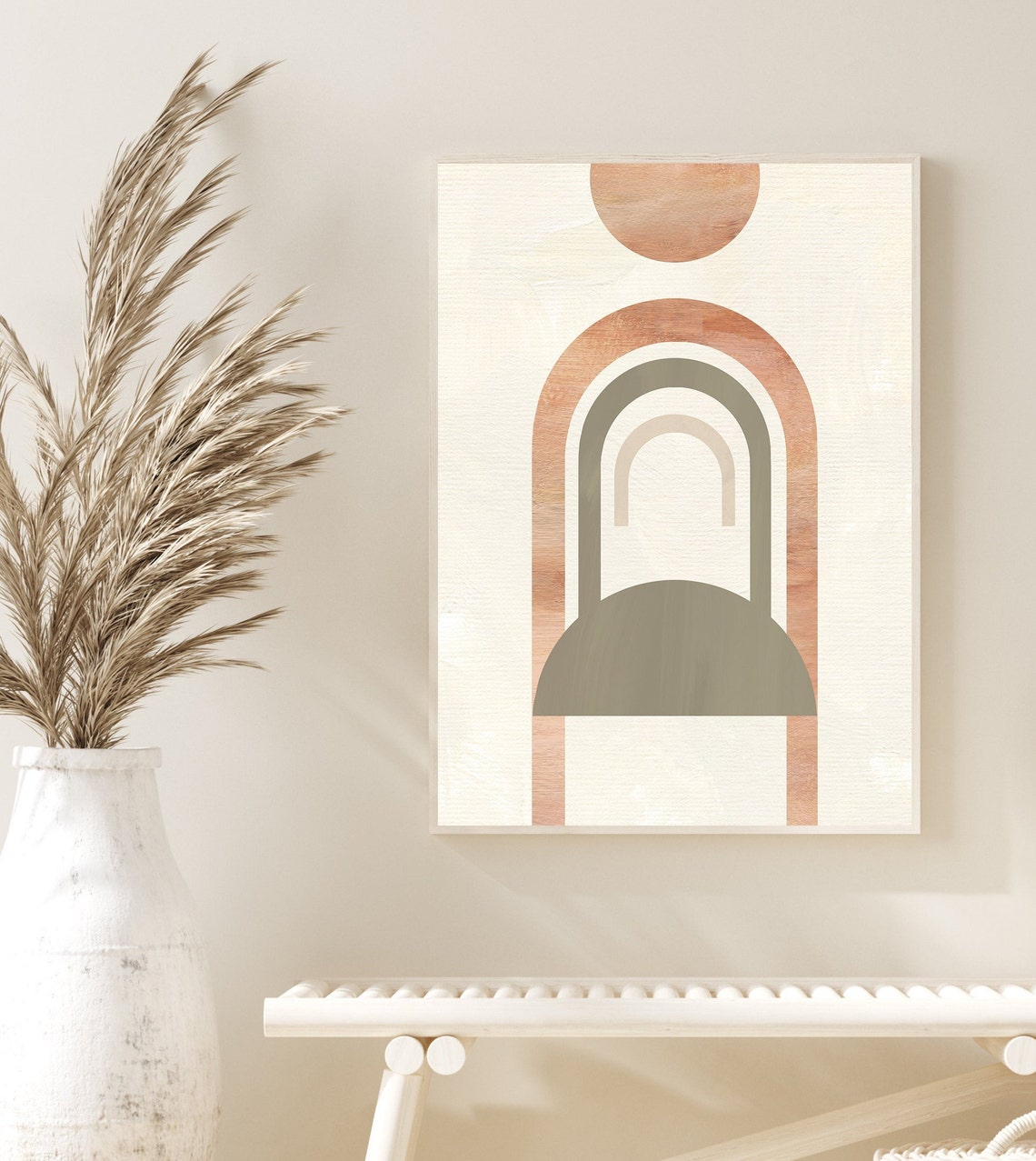 Terracotta Sun Arch Olive Dome Mid Century Abstract Boho Wall Poster - Image 3