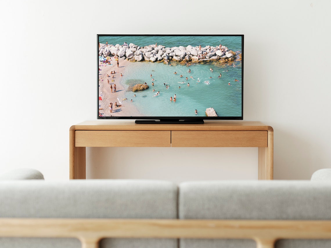 Summer Frame Tv Art Italy Beach Photo People On The Beach Tv Art Amalfi Coast Print Beach Art For Frame Tv Italian Coast Tv Photo - Image 3