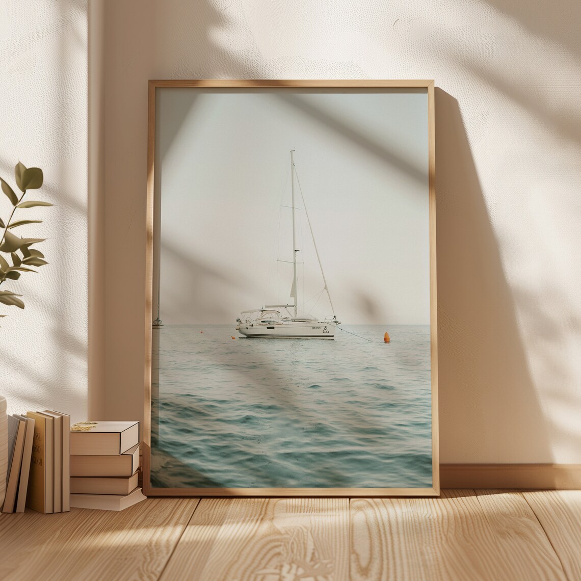 Sailboat On Calm Mediterranean Sea Minimalist Nautical Poster - Image 4