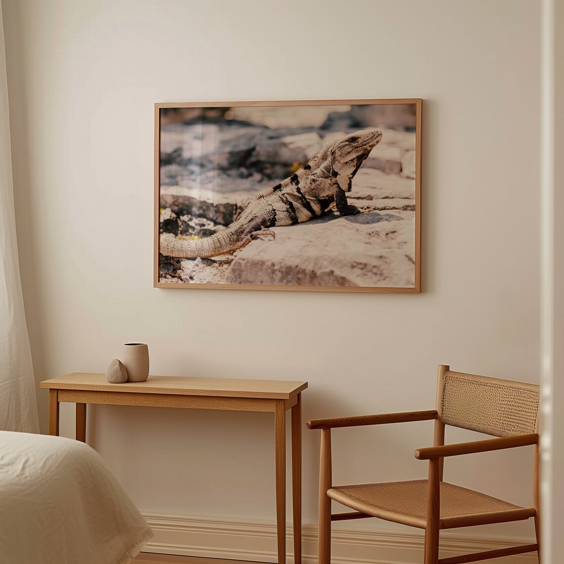 Iguana On Sunlit Rocks Wildlife Close Up Reptile Photography Poster - Image 2