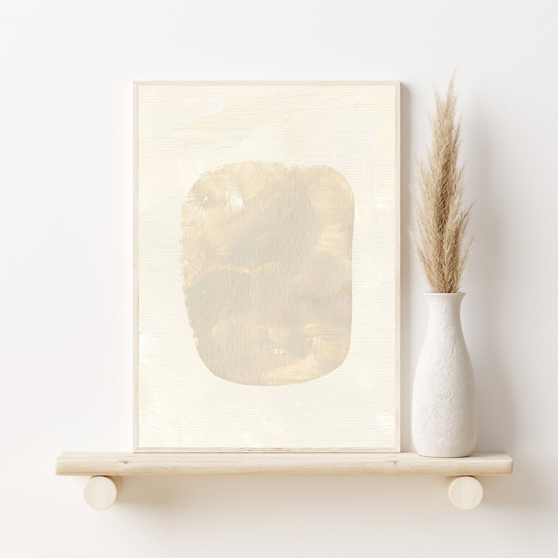 Neutral Beige Organic Shape Minimal Abstract Modern Japandi Art Print - Image 2