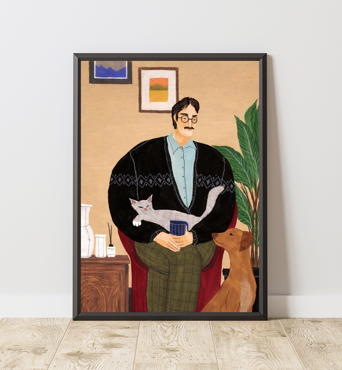 Man With Pets, Minimalist Character Poster