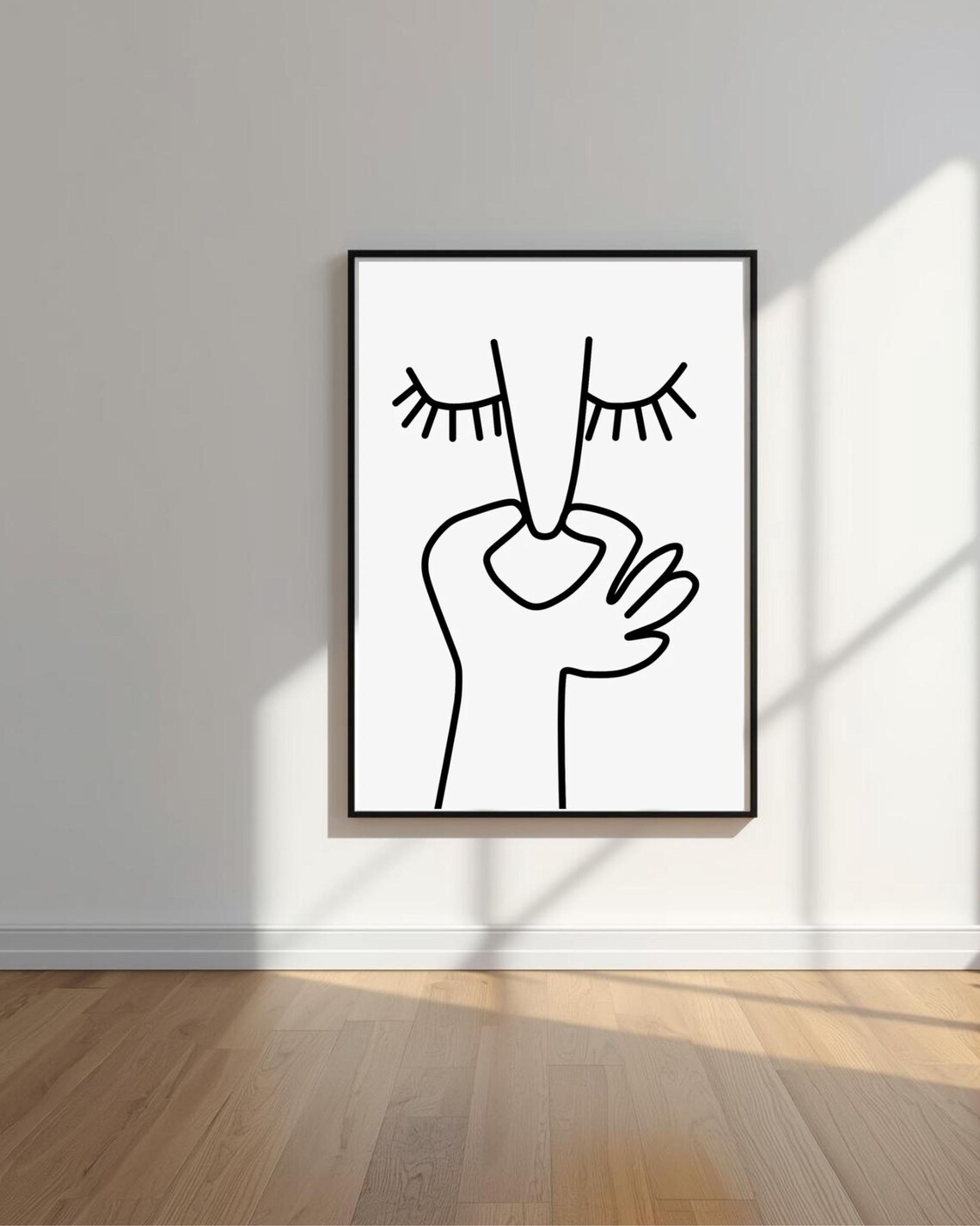 Funny Minimalist Line Art Face Black And White Bathroom Humor Poster