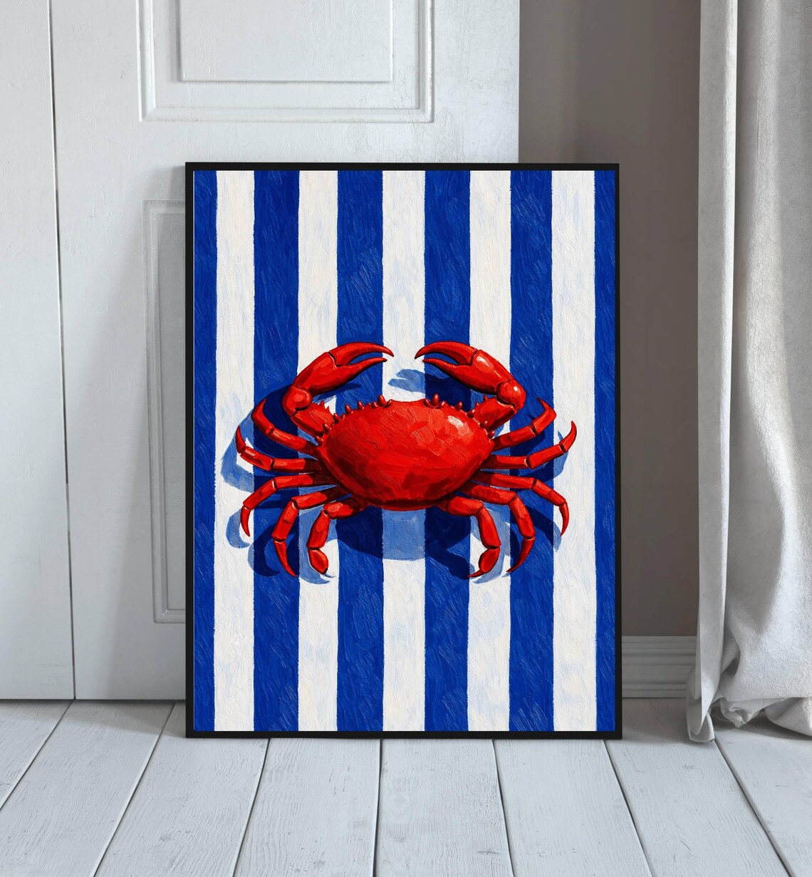 Coastal Crab Nautical Beach Decor Art Print