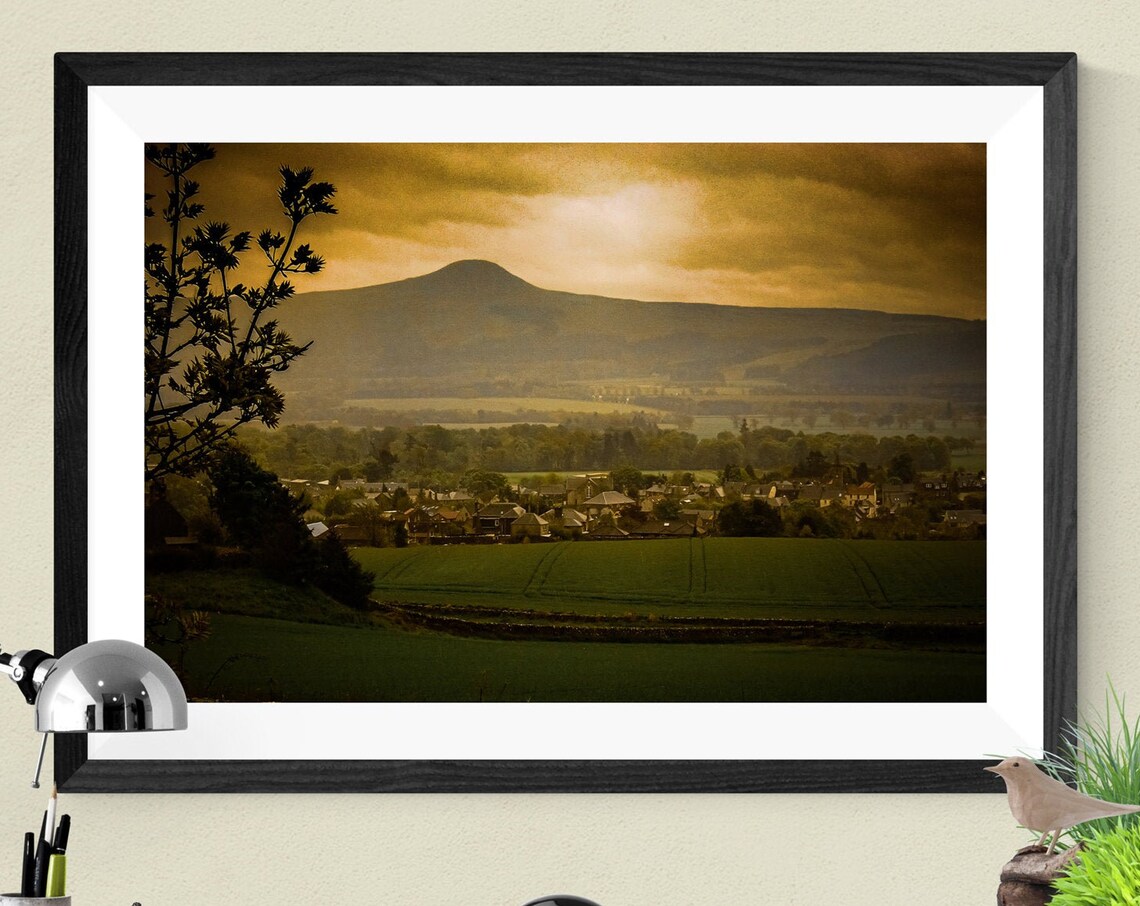 Golden Mountain Village Moody Countryside Landscape Photography Poster