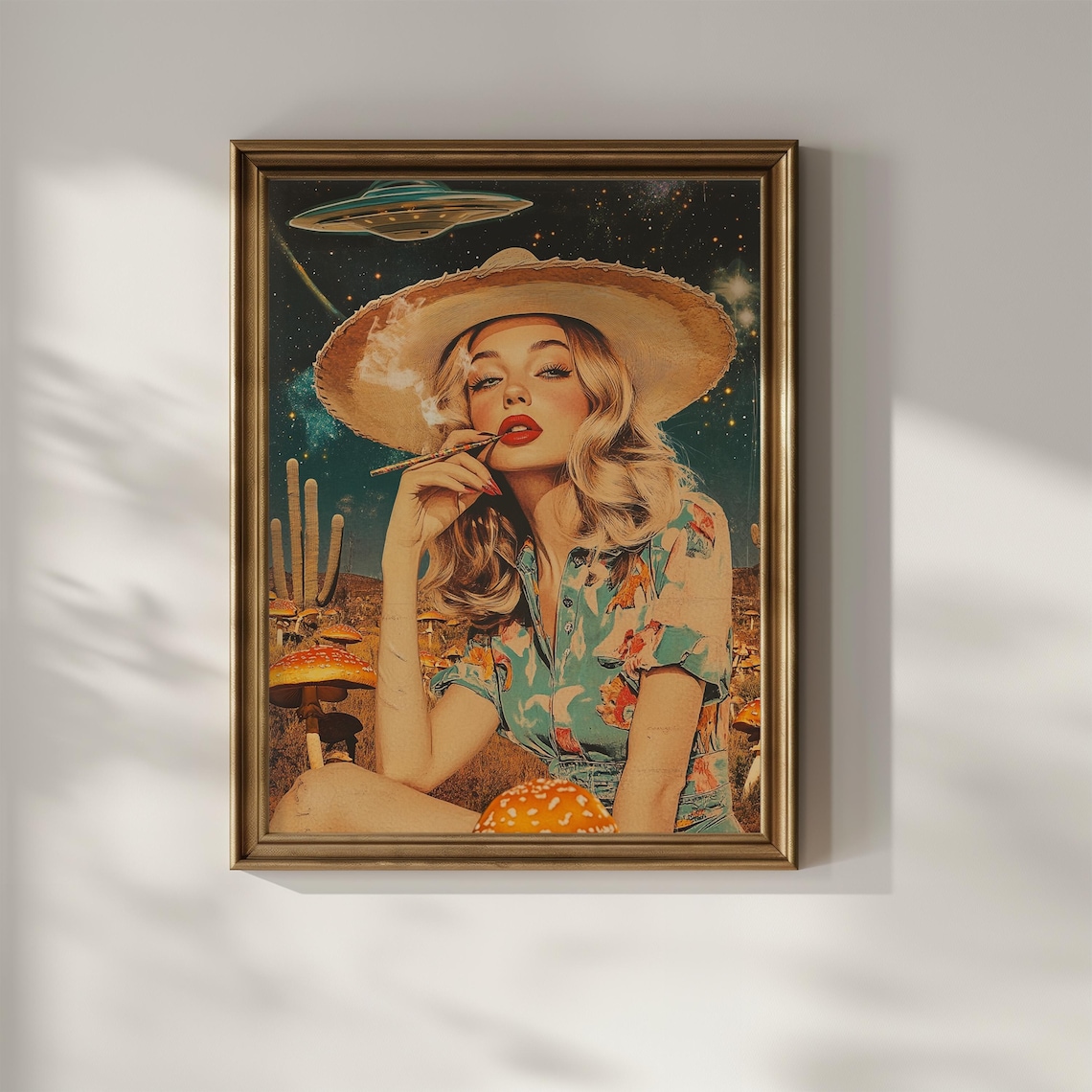 Psychedelic Vintage Cowgirl Mushrooms Western Poster - Image 3