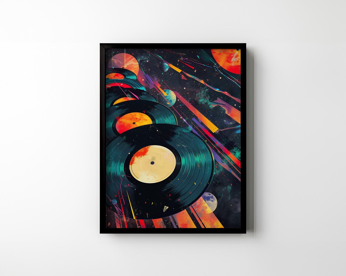 Vinyl Records Vintage Collage Poster Print - Image 2