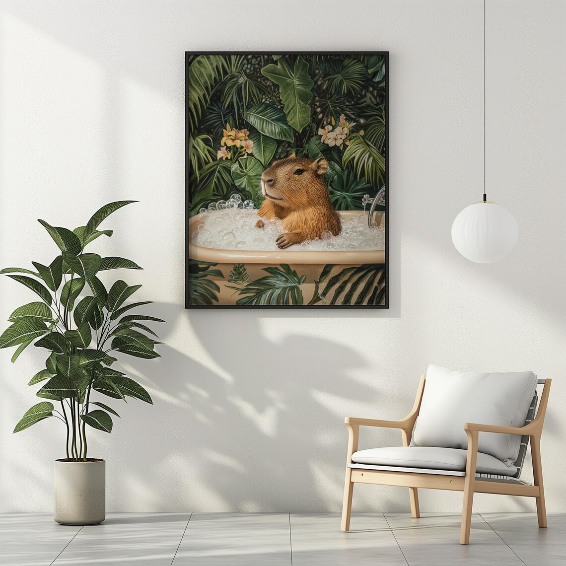 Vintage Capybara in Bathtub Bathroom Art Print - Image 2