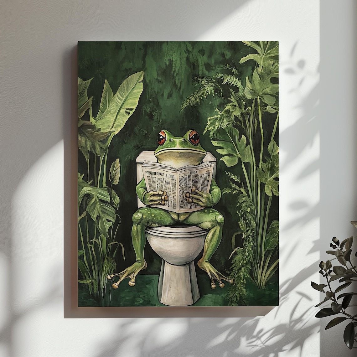 Frog Toilet Bathroom Wall Decor, Funny Botanical Print - Image 3
