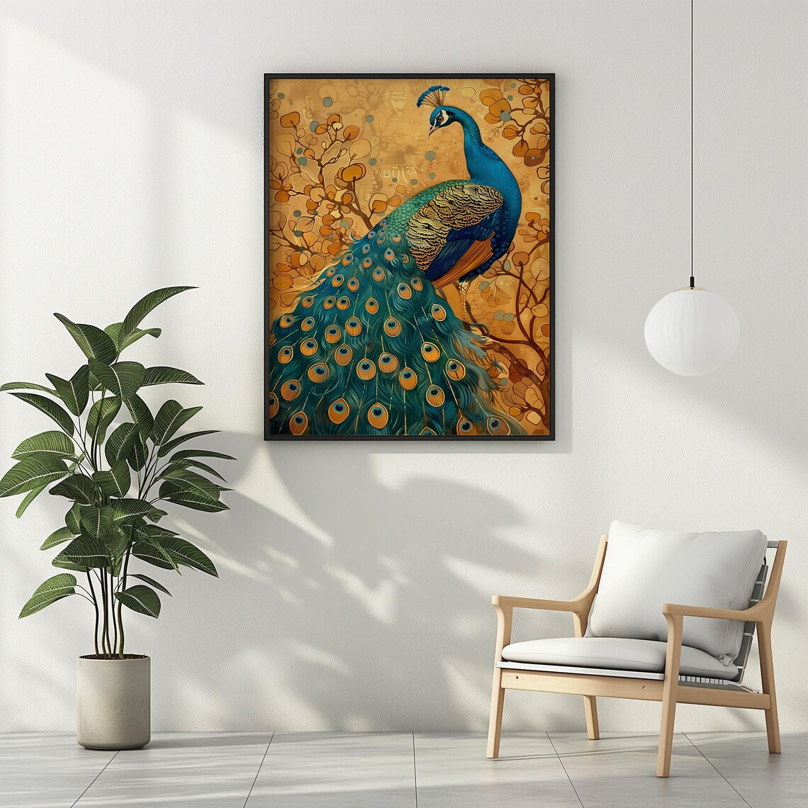 Peacock Bird Poster Print, Boho Living Room Decor - Image 2