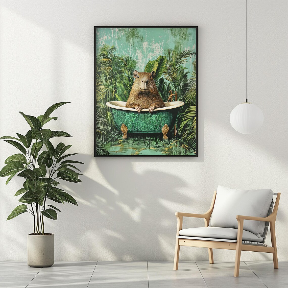 Capybara Bathroom Wall Art, Funny Botanical Decor - Image 2