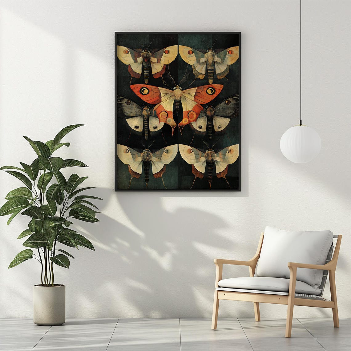 Six Moths Entomology Specimen Grid Gothic Dark Academia Insect Poster - Image 2