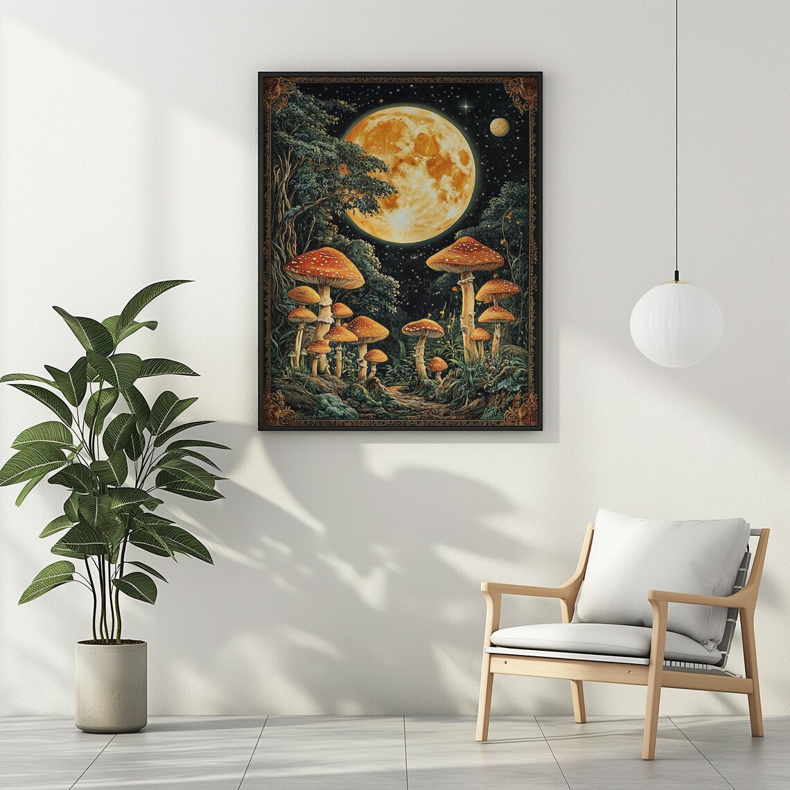 Celestial Mushrooms Art Print, Dark Academia Vintage - Image 2