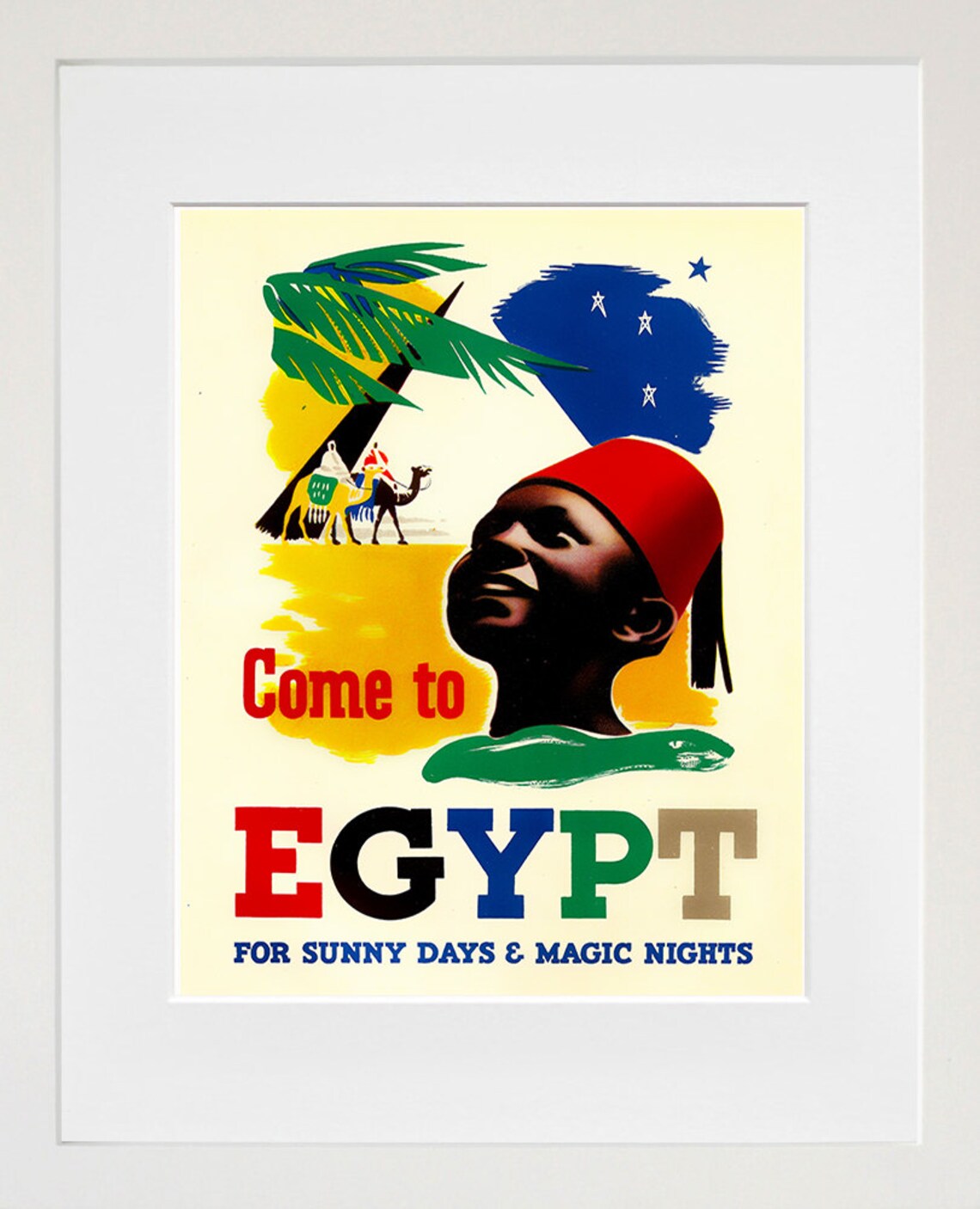 Come To Egypt Sunny Days Magic Nights Vintage Travel Ad Poster