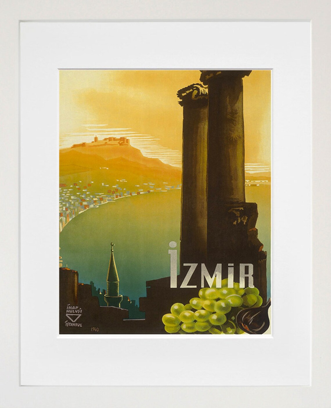 Izmir Vintage Travel Poster, Turkish Home Decor