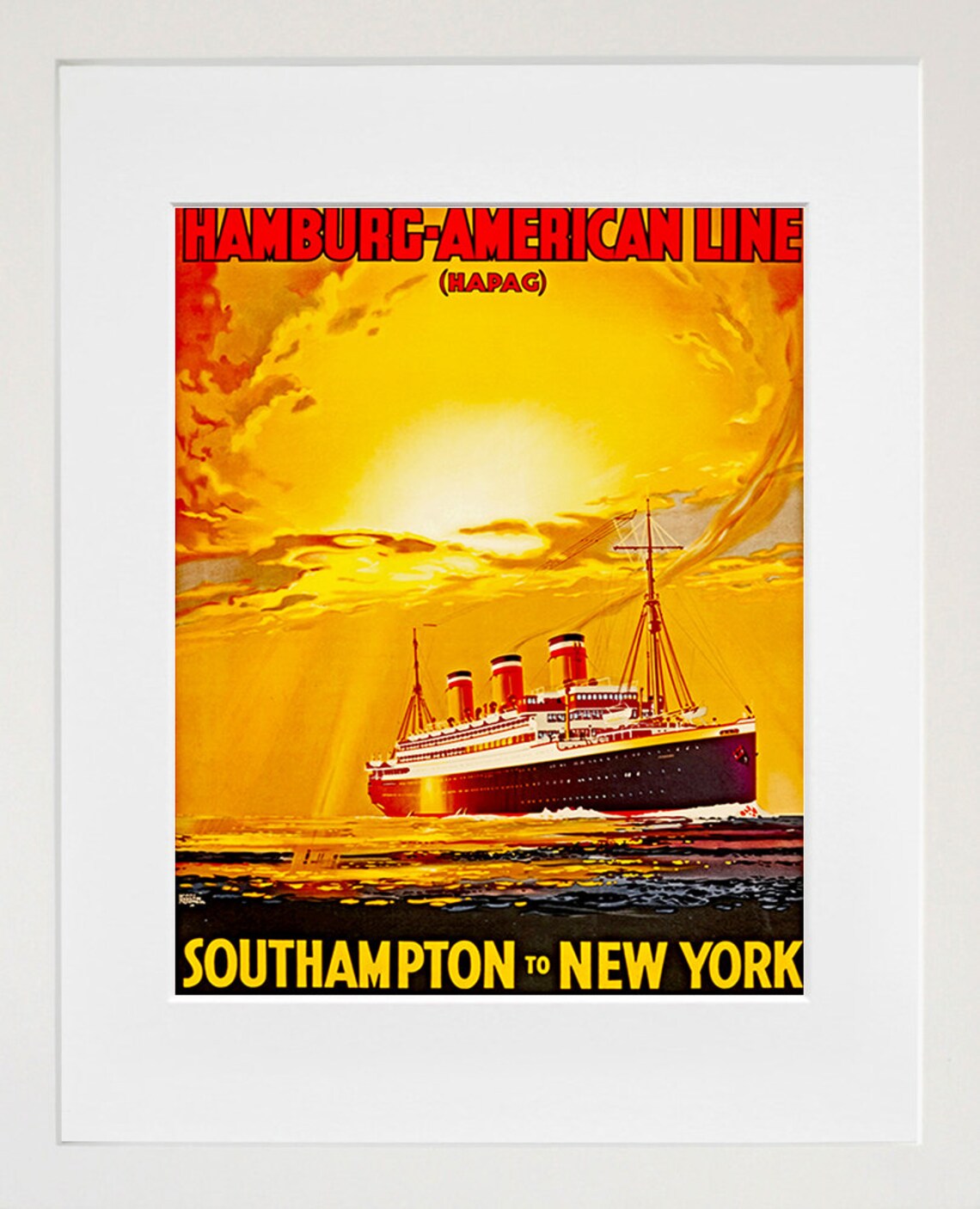 Hamburg American Line HAPAG Ocean Liner Vintage Travel Poster Art - Image 2