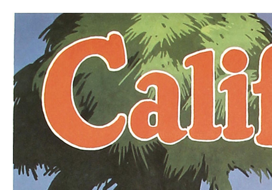 California Santa Fe Railway Poster Palm Trees Wildflowers Retro Art - Image 2