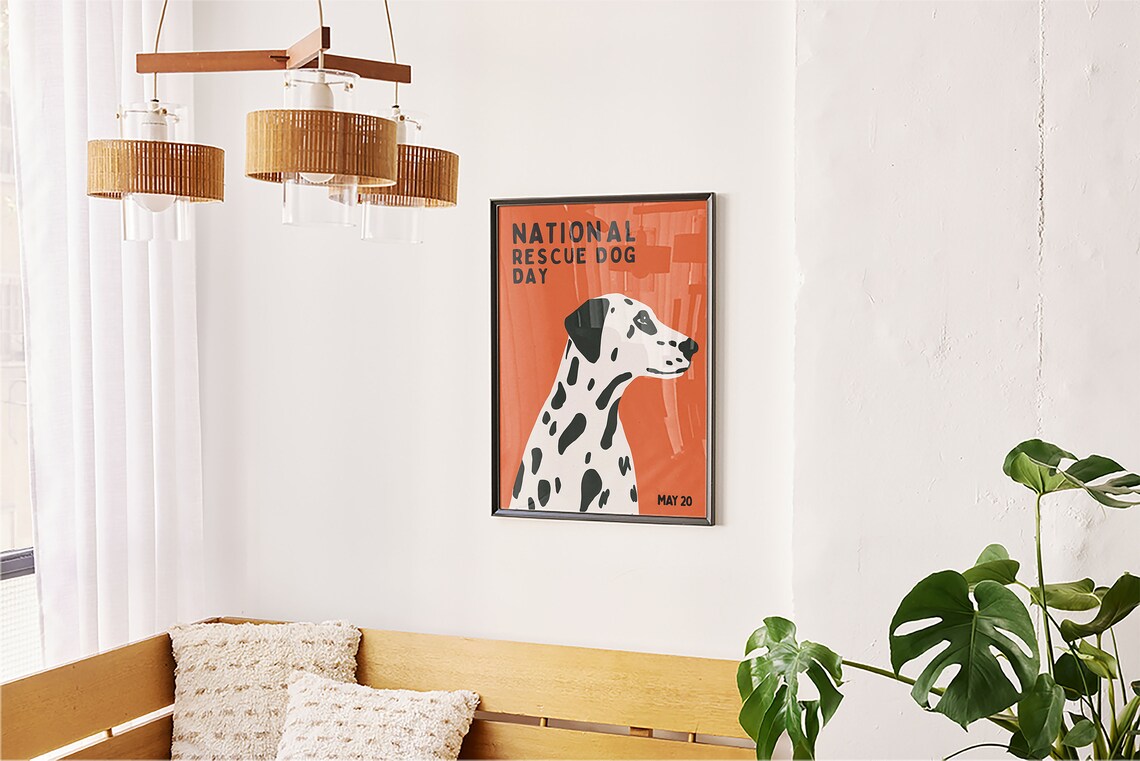 National Rescue Dog Day Dalmatian Orange Retro Dog Lover Art Print - Image 5