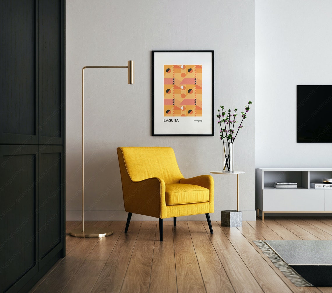 Laguna Orange Geometric Graphic Gallery Exhibition Art Poster - Image 3