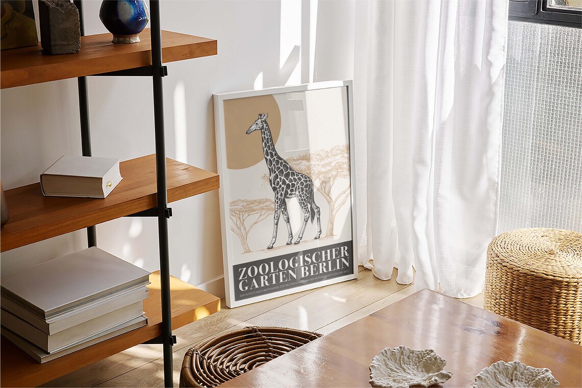 Berlin Zoo Giraffe Poster, Mid-Century Modern Print - Image 4