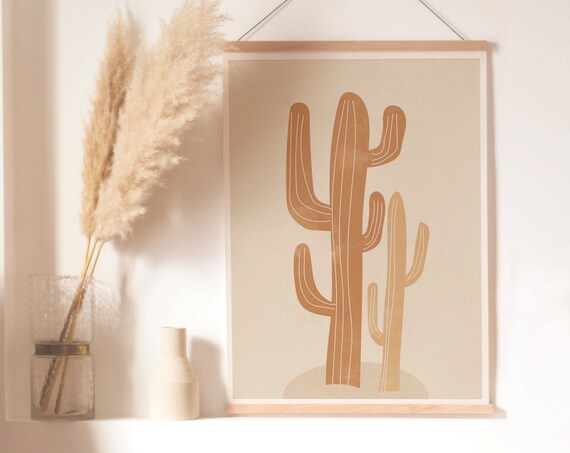 Beige Cactus Art Pastel Cactus Print Tropical Wall Art Modern Wall Art Abstract Wall Art Minimalist Print Living Room Wall Art Wall Decor