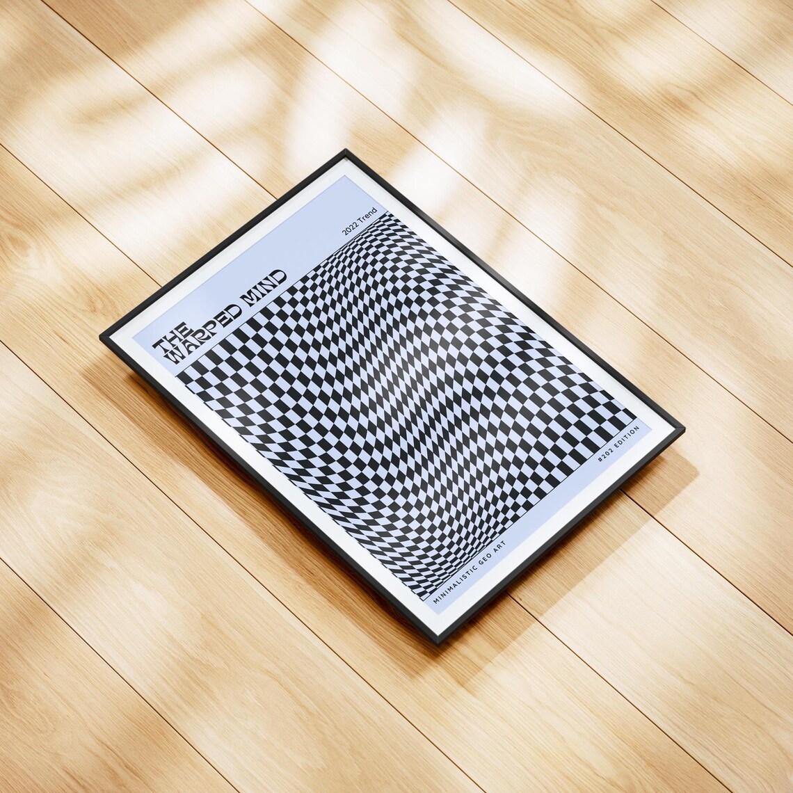 Black And White Distortion Poster Warped Mind Typography Modern Graphic Design Edgy Art Visual Illusion Art Print Checkered Pattern - Image 3