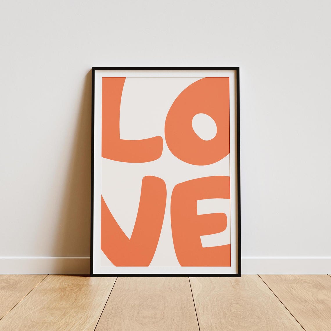 Bold Orange LOVE Word Art Minimalist Modern Typography Poster