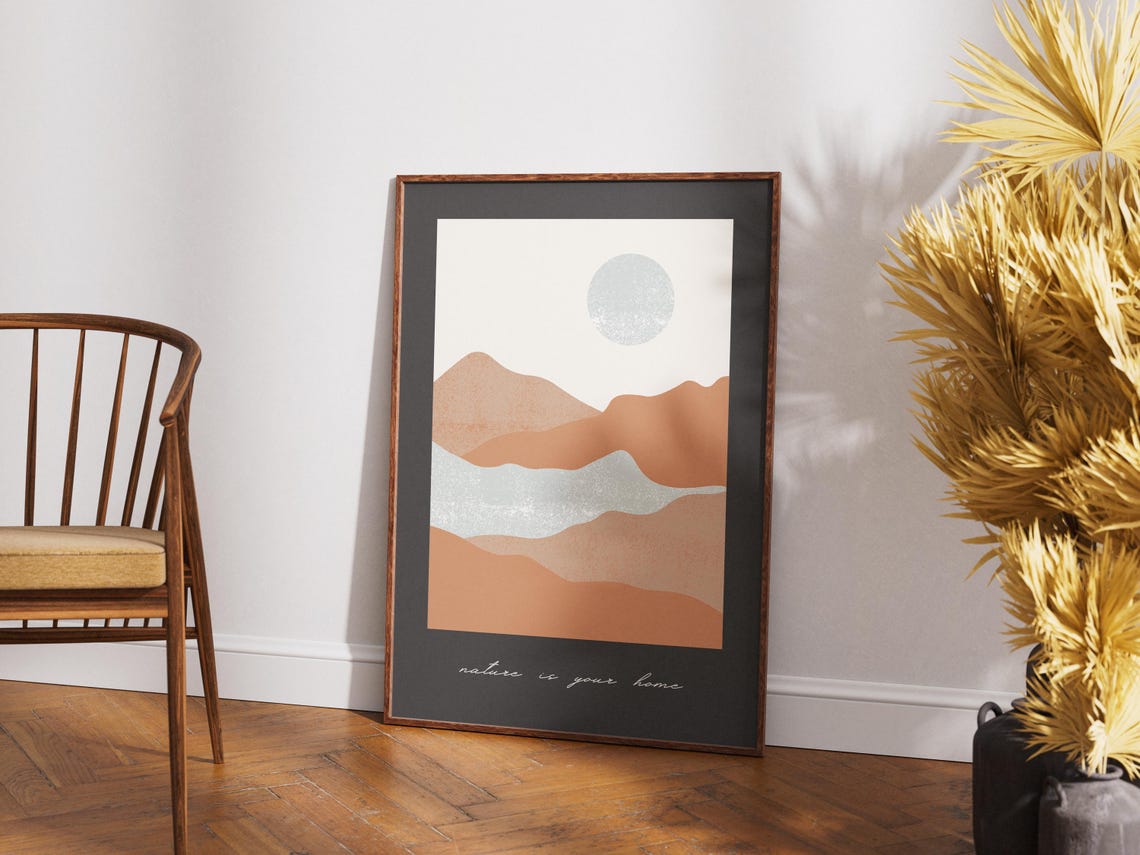 Nature Is Your Home Minimalist Desert Landscape Poster Earth Tone Sun - Image 2