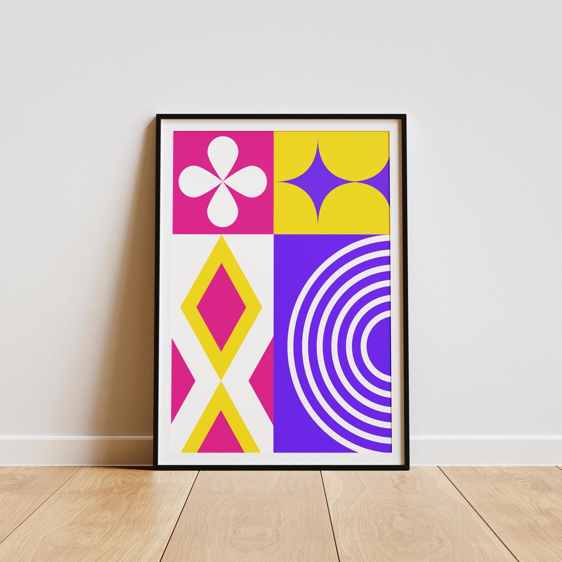 Vibrant Geometric Pattern Print Abstract Shapes Art Modern Wall Decor Bold Color Design Colorful Abstraction Modern Wall Decor - Image 4