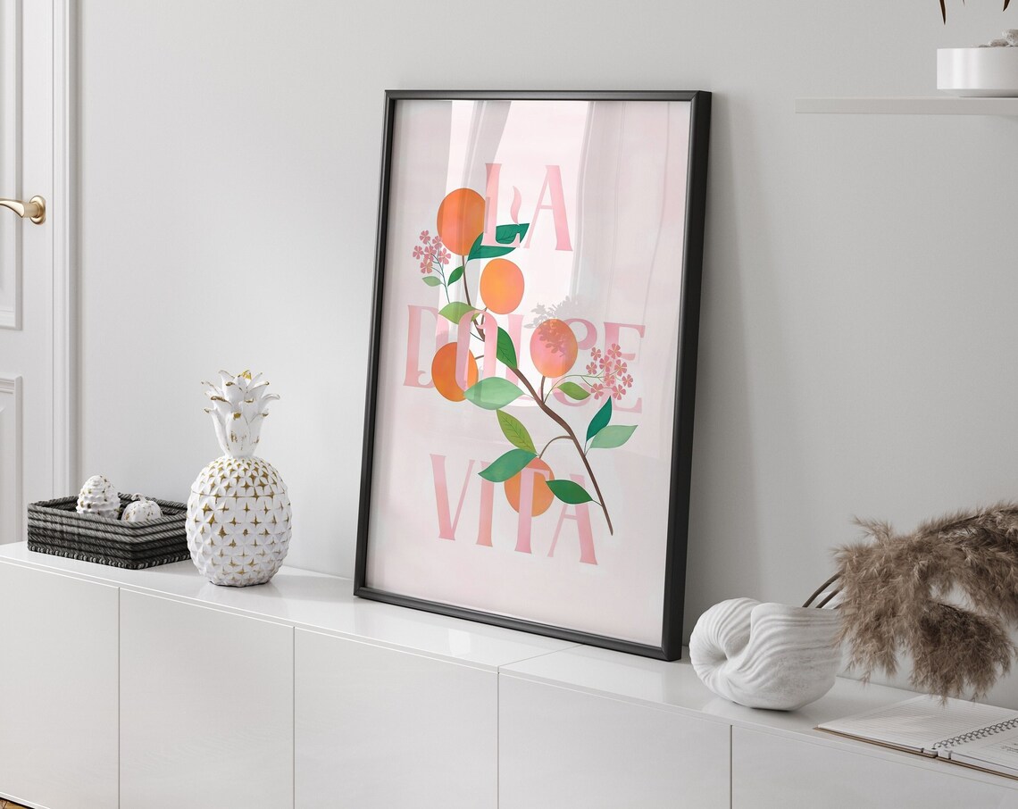 La Dolce Vita Orange Blossom Summer Branch Pink Italian Poster