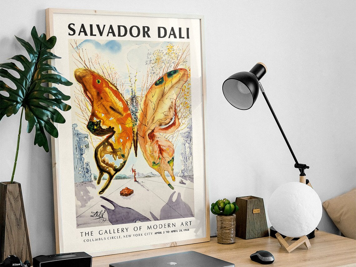 Salvador Dali Golden Butterfly Surrealist 1968 New York Gallery Poster - Image 3