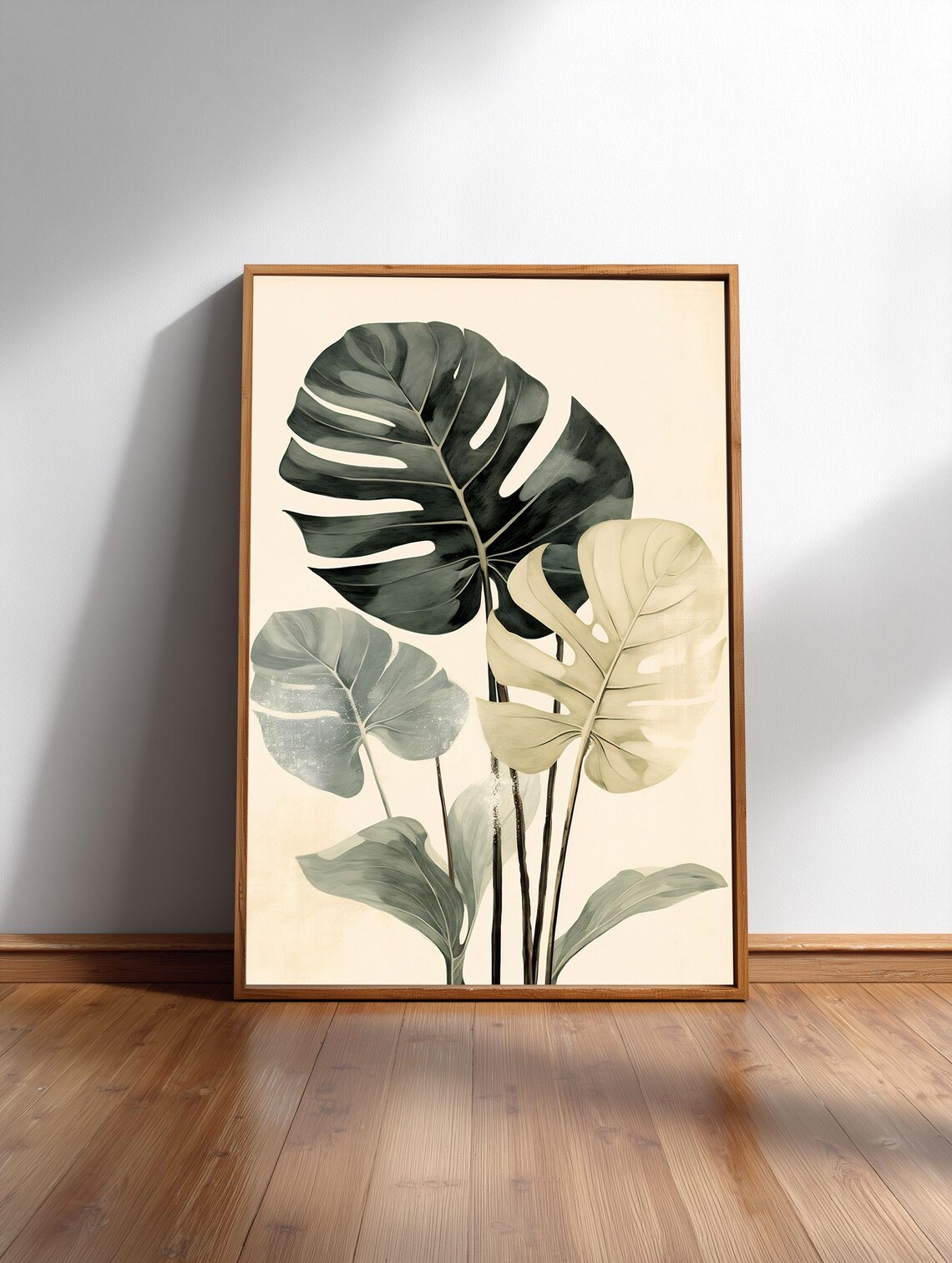 Monstera Leaves Japandi Scandi Minimal Art Print