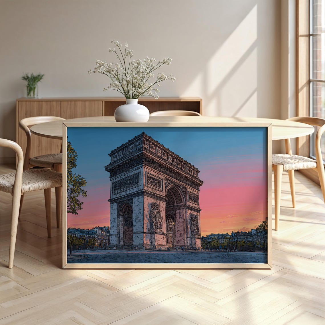Arc De Triomphe Paris Sunset Monument French Landmark Travel Poster
