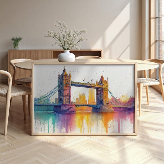 Tower Bridge Watercolour Framed Poster Luxurious Design Ready To Hang Art