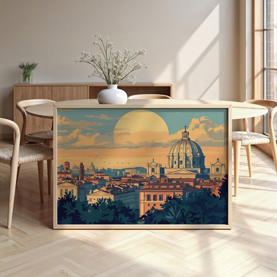 Rome Cityscape Watercolour Framed Poster Luxurious Design Ready To Hang Art