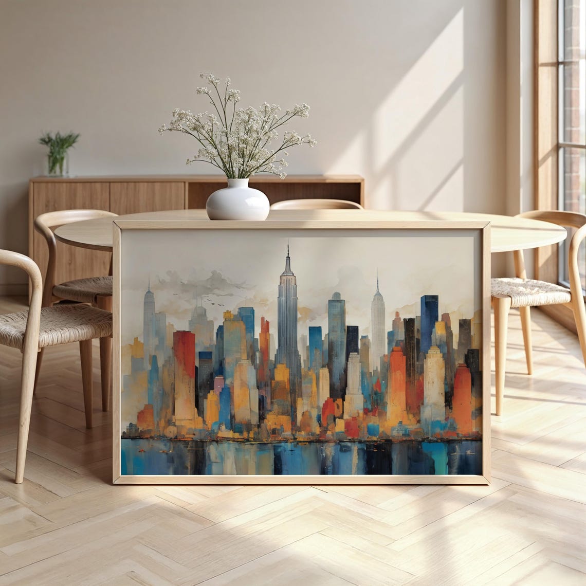 New York Manhattan Abstract Skyline Empire State City Art Poster