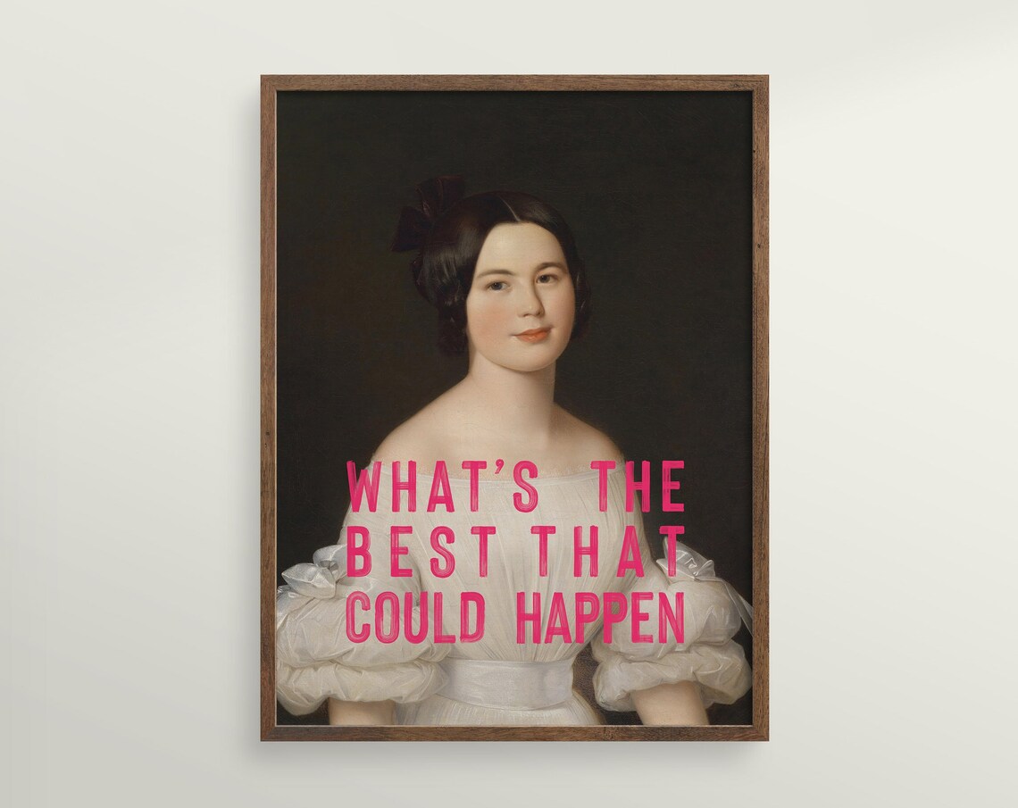 What's The Best That Could Happen Inspirational Quote Beige Typography Poster