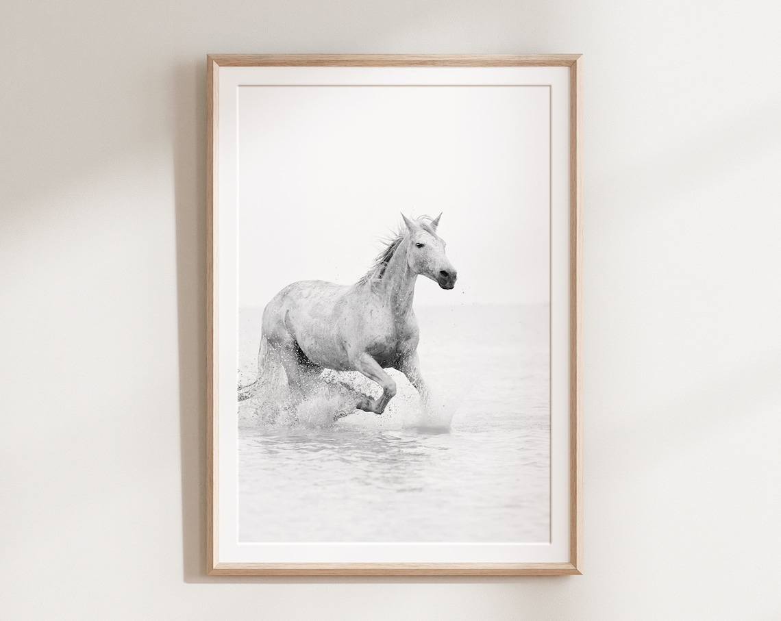 Black-And-White Horse Art Print, Minimalist Decor