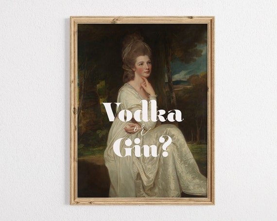 Vodka Or Gin Cocktail Quote, Kitchen Wall Art Print