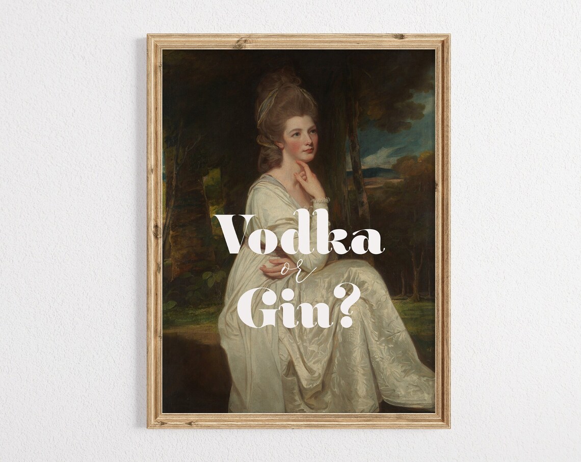 Vodka Or Gin Cocktail Quote, Kitchen Wall Art Print
