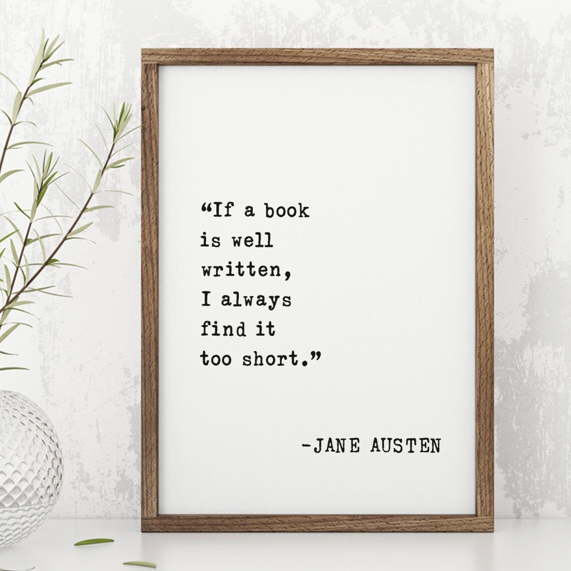 Jane Austen Quote Art, Book Lovers Quote Print