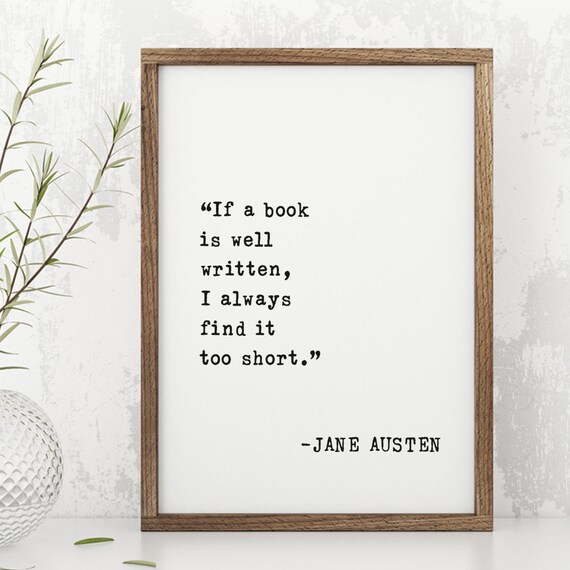 Jane Austen Quote Art, Book Lovers Quote Print