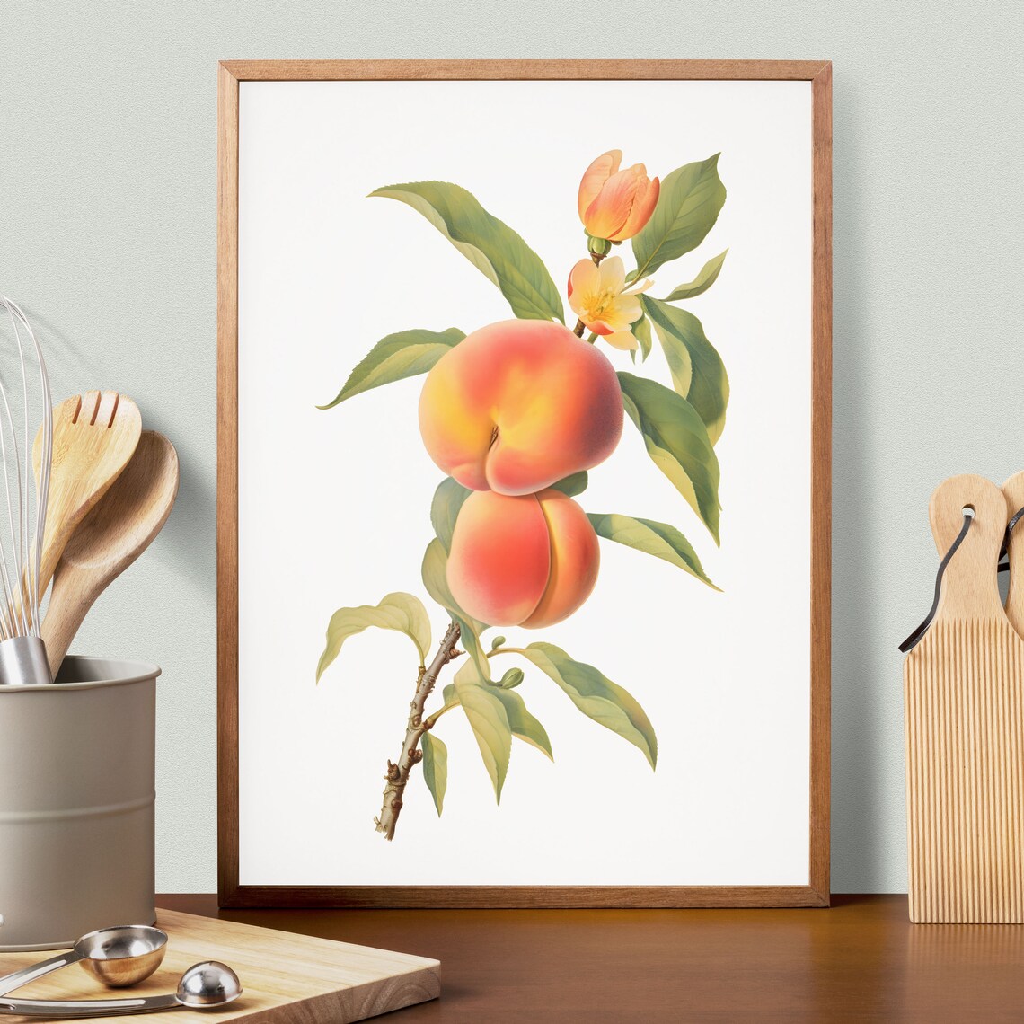Vintage Peach Branch Botanical Art Print - Image 2