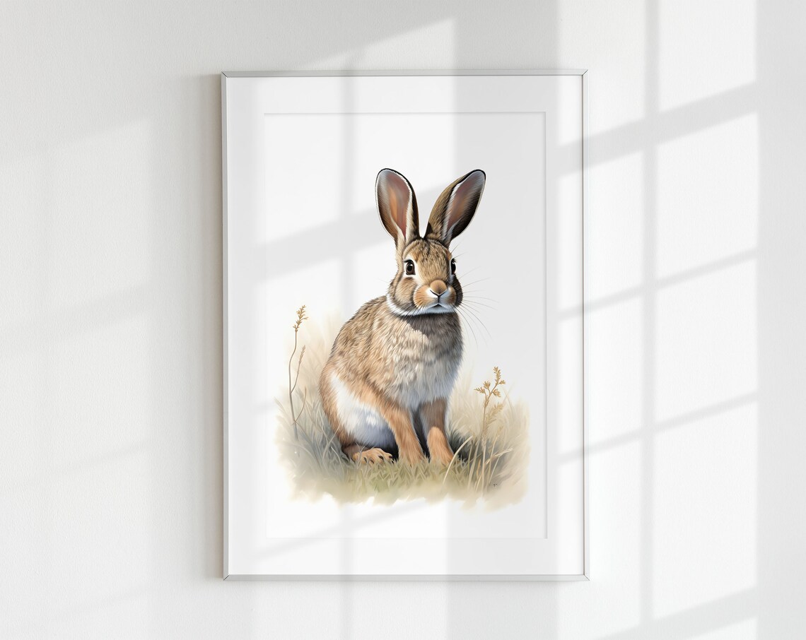 Eastern Cottontail Rabbit Minimal Poster, Wildlife