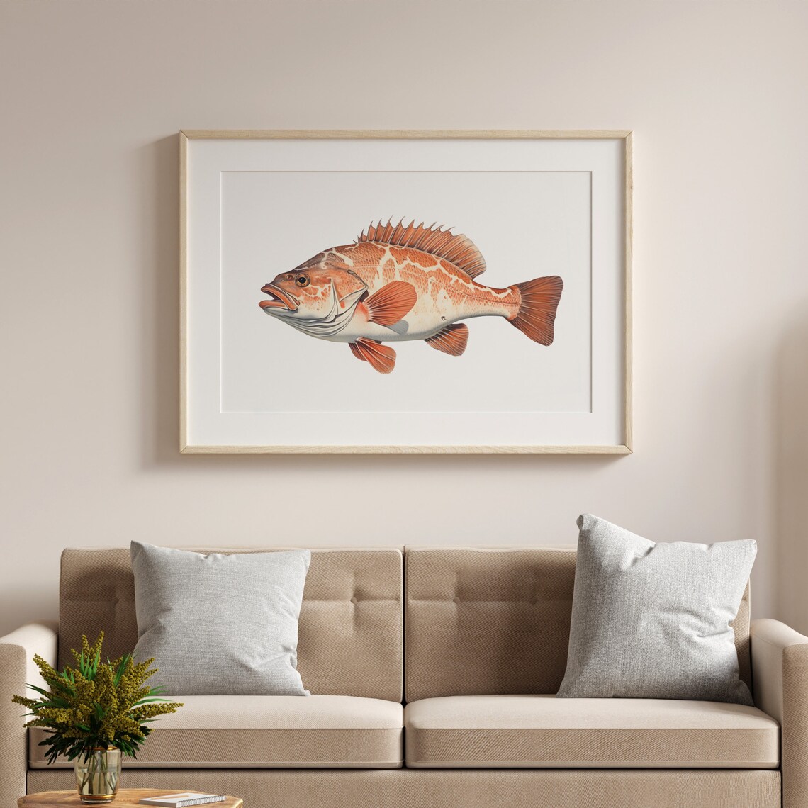 Vintage Grouper Fish Illustration Art Print - Image 4