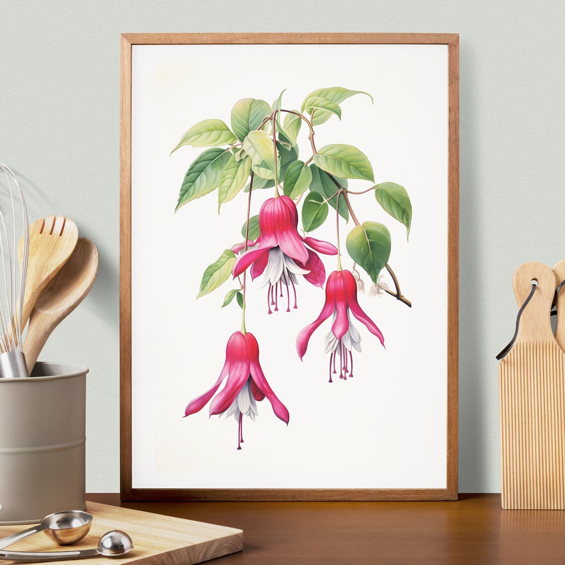 Fuchsia Wall Art Pink Flower Print, Minimal Poster - Image 3